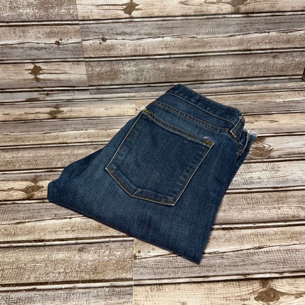 J.Crew Midrise Toothpick Jeans Women 29 Tall Dark Wash Skinny Raw Hem